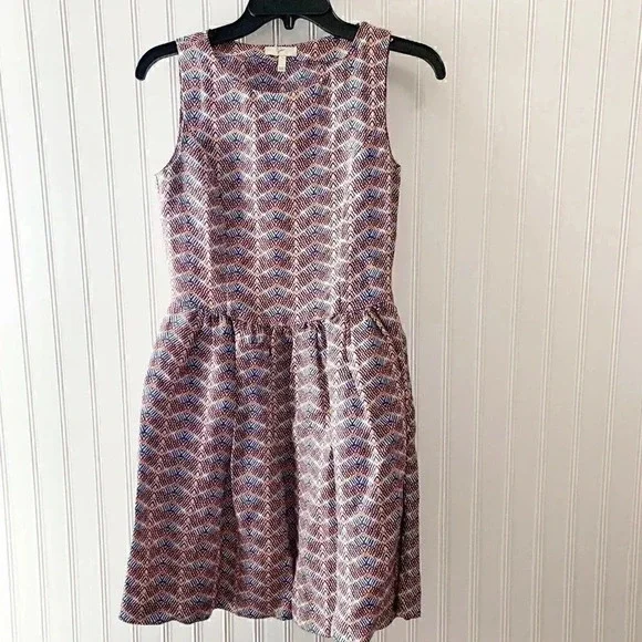 Joie Meriel Silk Blend Chevron Print Flare Dress - Picture 2 of 7